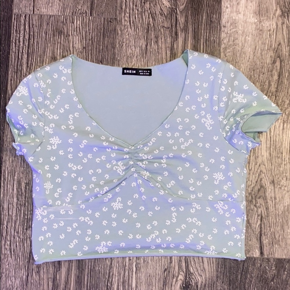 cropped mint green top